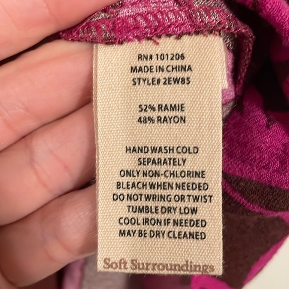 Soft Surroundings Women Tunic Top Large Pink Brown Longline Floral Contemporary - Picture 11 of 17